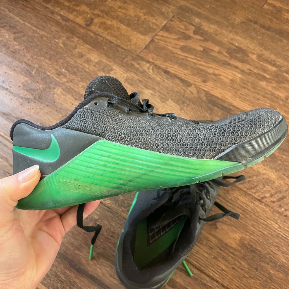 Green and black Nike METCON, CrossFit Invictus, size 4.5 men women’s size 6